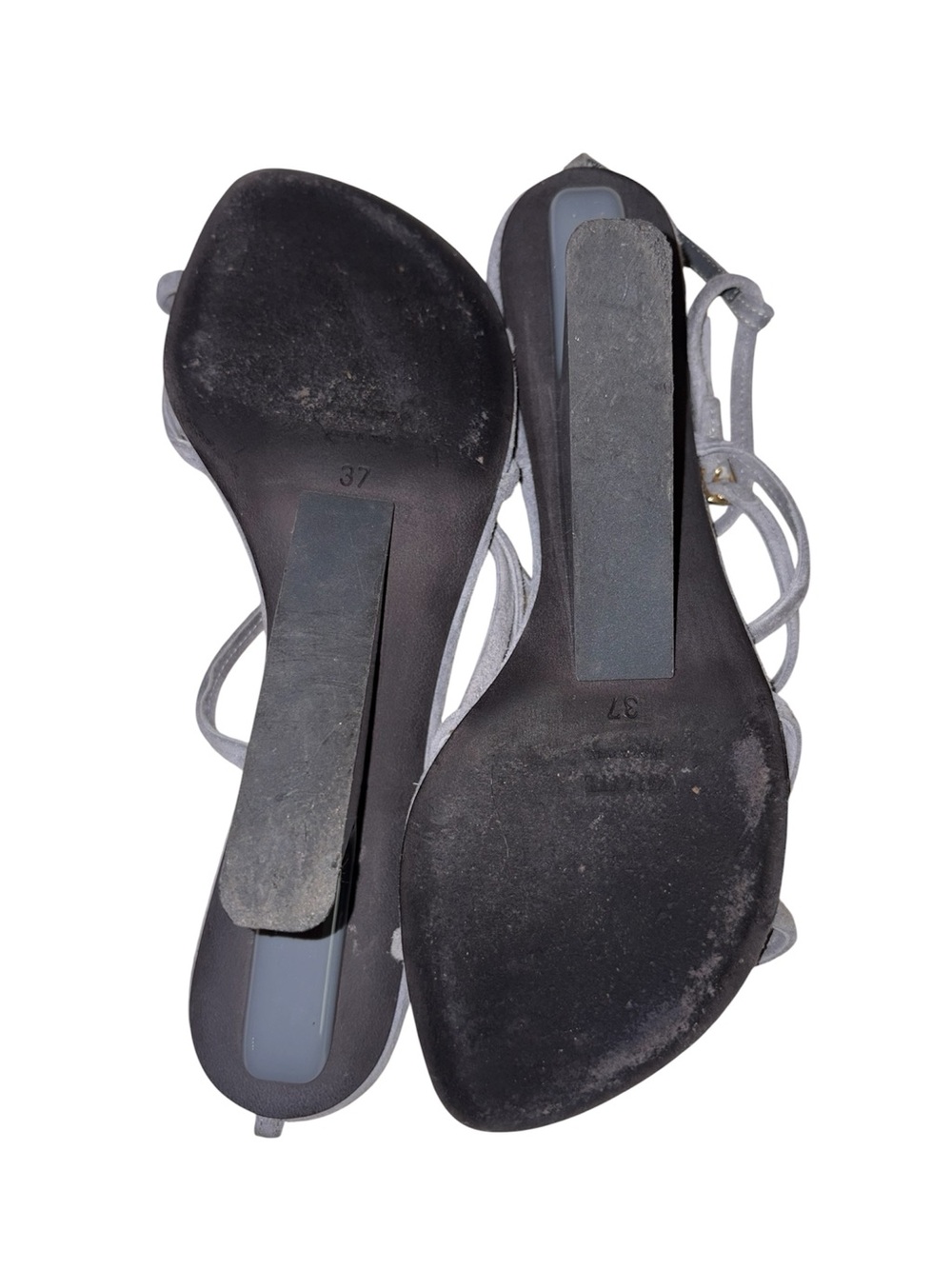 Khaite Seneca Suede Crisscross Wedge Sandals Grey Slate Strappy Size 37 US 7 - Picture 6 of 9